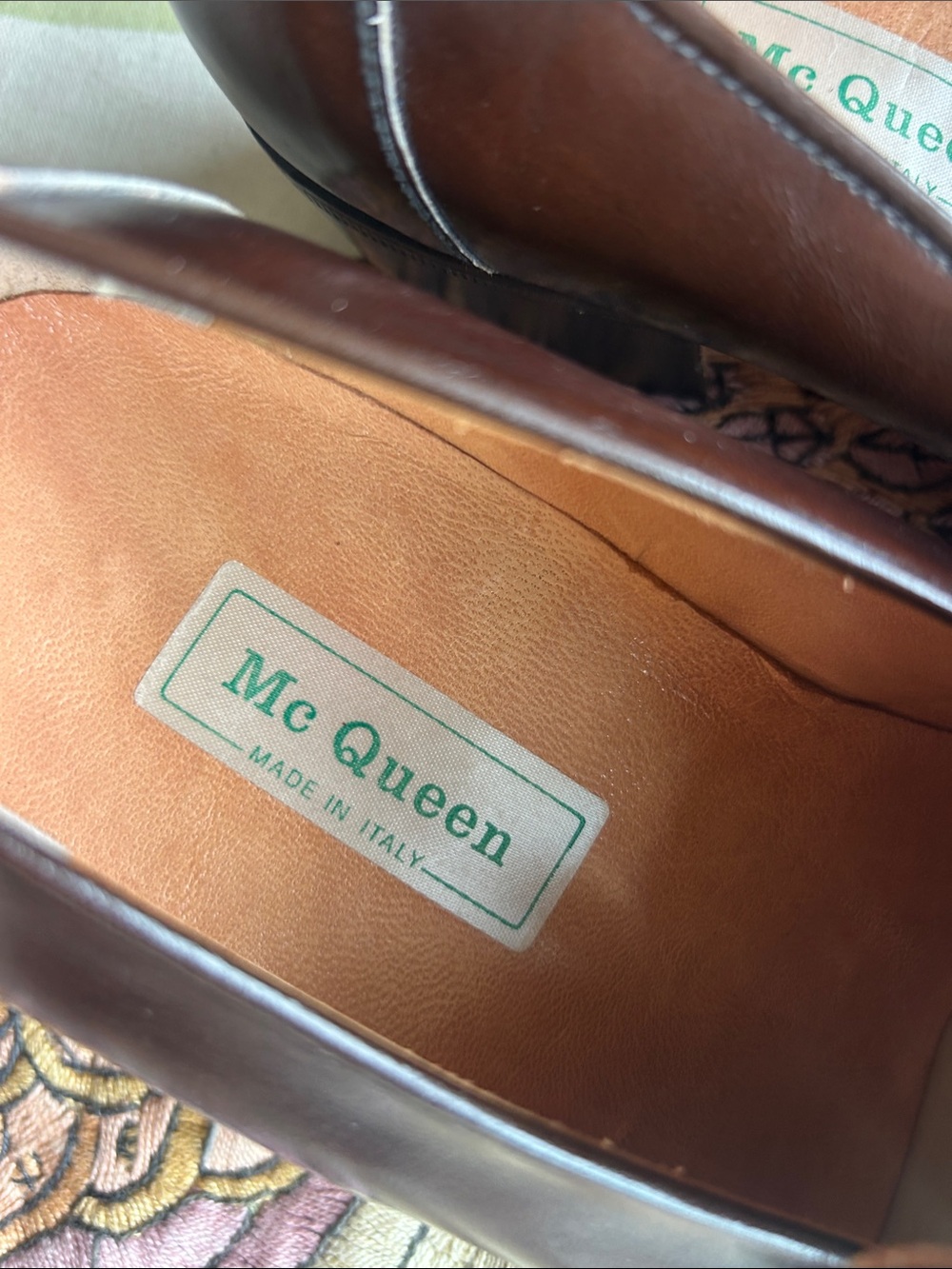 Vintage McQueen Made in Italy Classic Women’s Brown Leather Heels Loafers - Picture 3 of 8